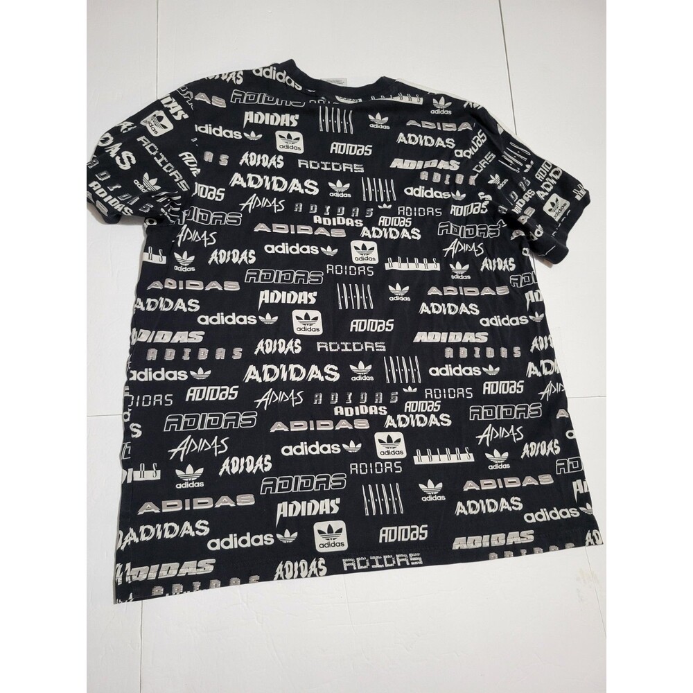 (#2) Adidas Originals Mens Black Print All Over Trefoil Graphic Tee Size Xl - Picture 8 of 8